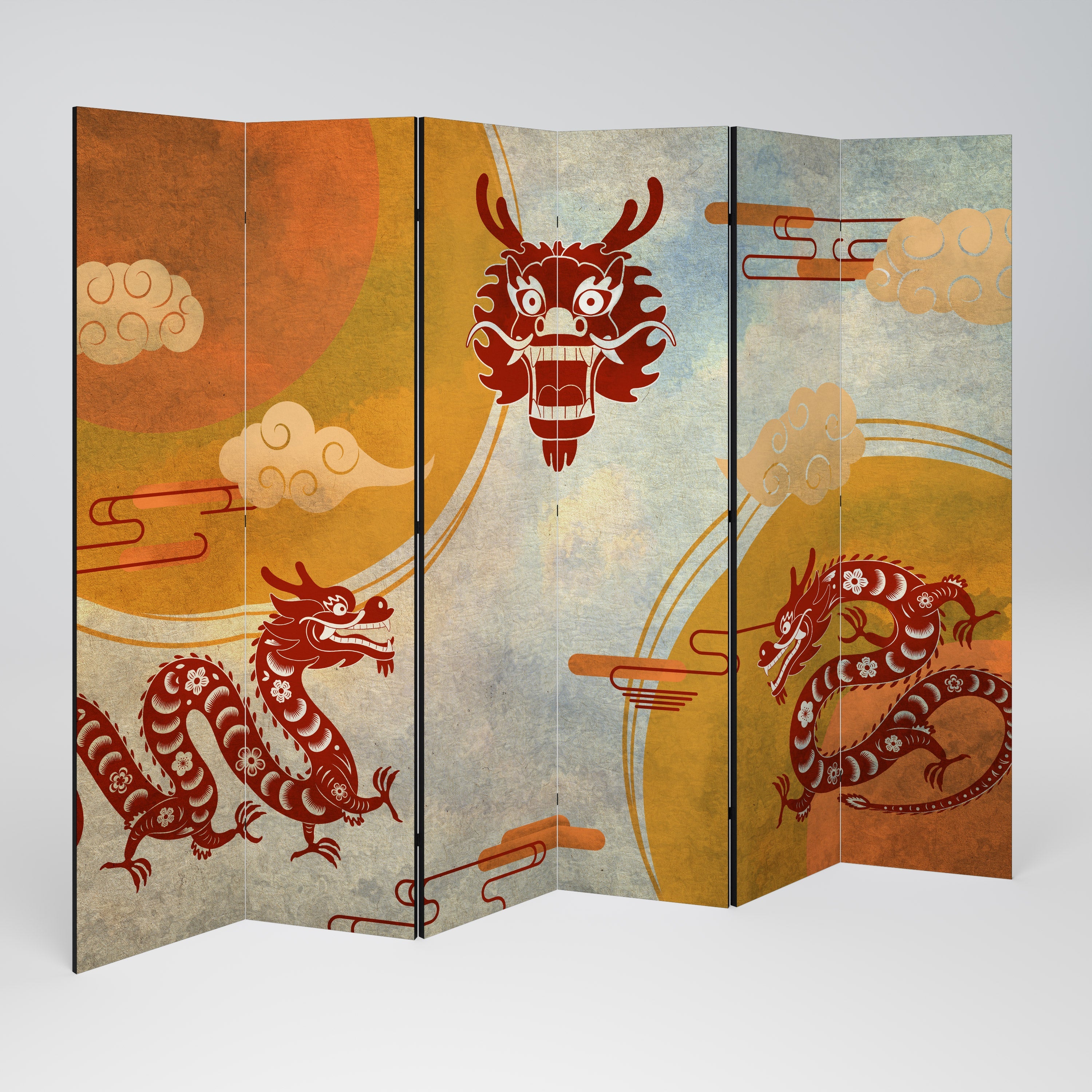MYSTICAL DRAGON Dekorativer 6-teiliger Raumteiler