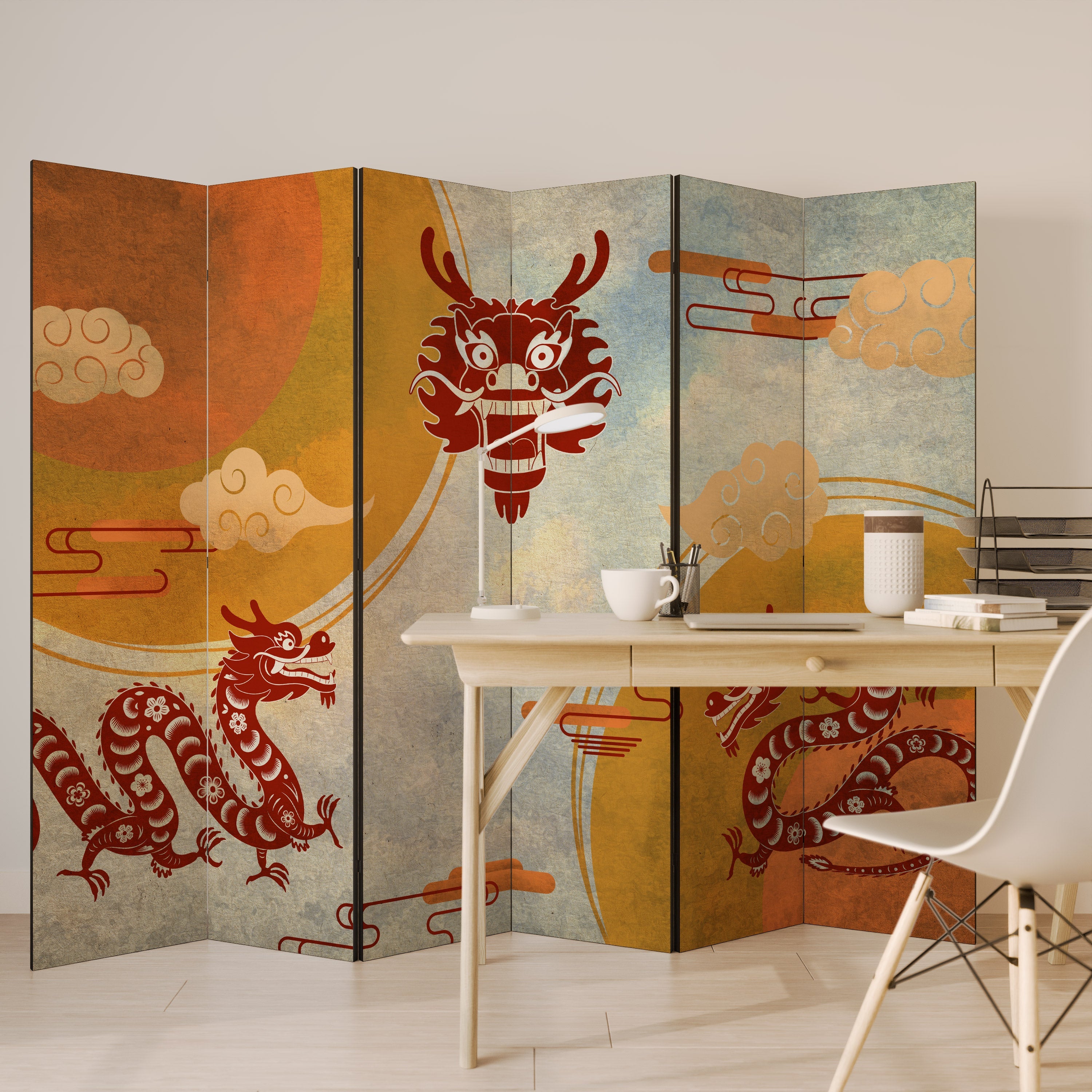 MYSTICAL DRAGON Dekorativer 6-teiliger Raumteiler
