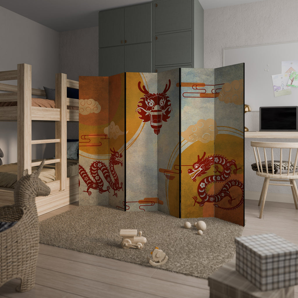 MYSTICAL DRAGON Dekorativer 6-teiliger Raumteiler