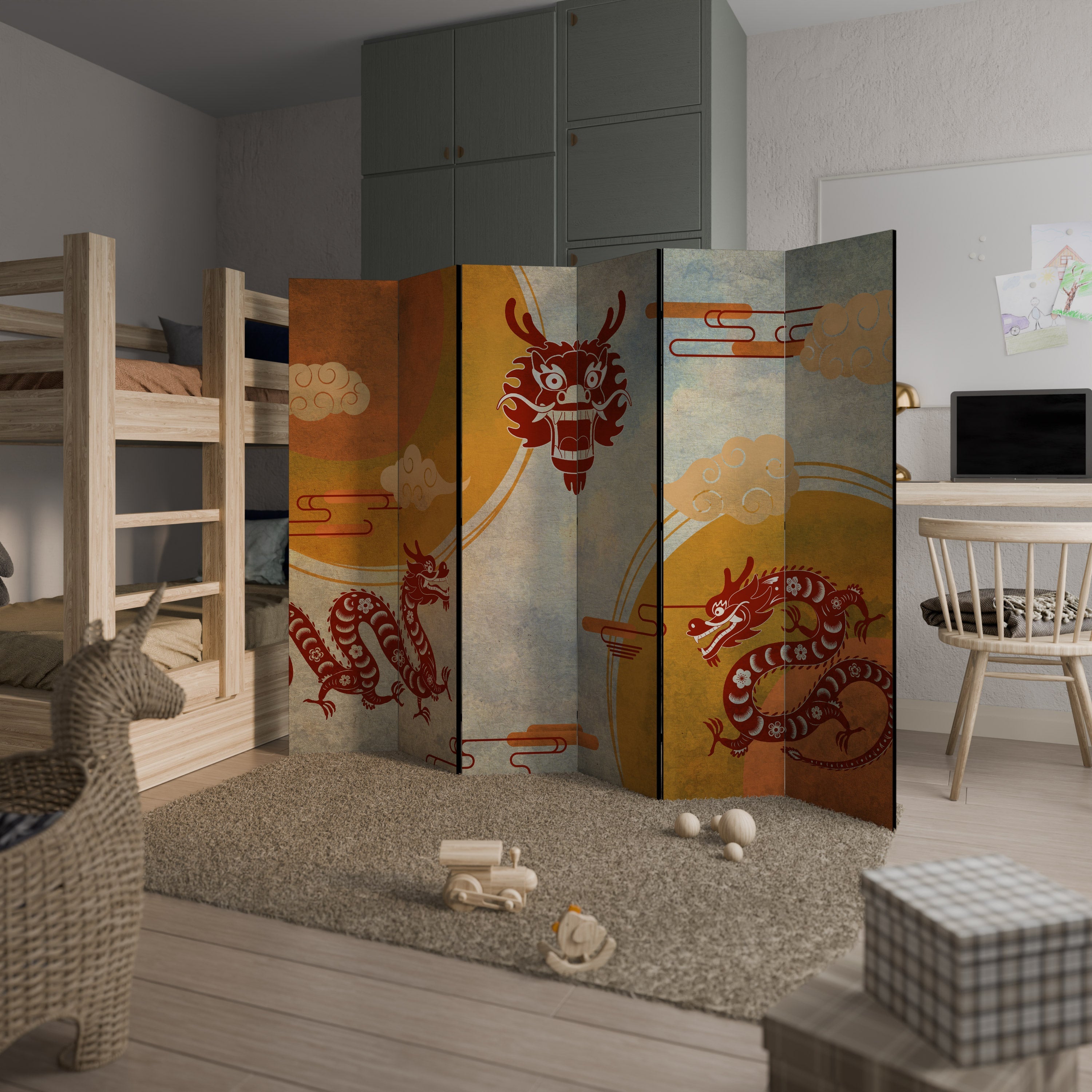 MYSTICAL DRAGON Dekorativer 6-teiliger Raumteiler