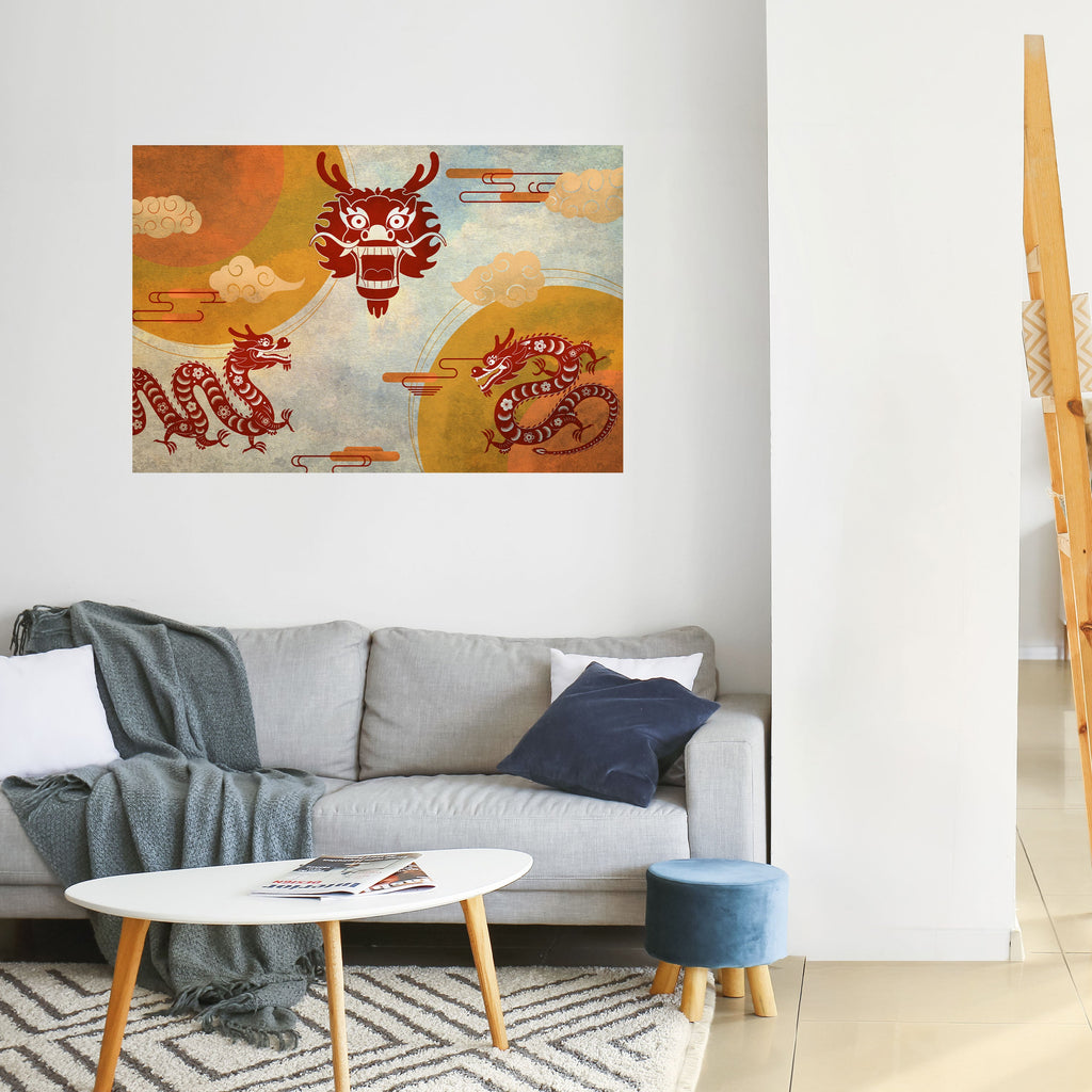 MYSTICAL DRAGON Horizontales Poster zum Abziehen und Aufkleben
