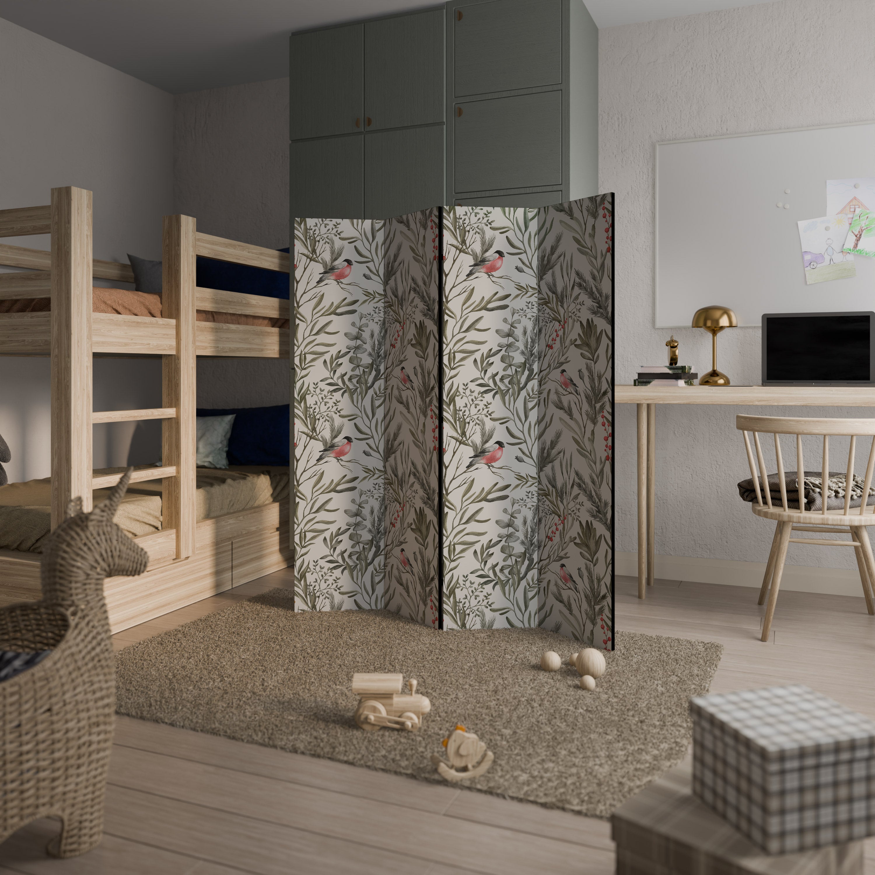 BULLFINCH SONG 4-Panel Room Divider