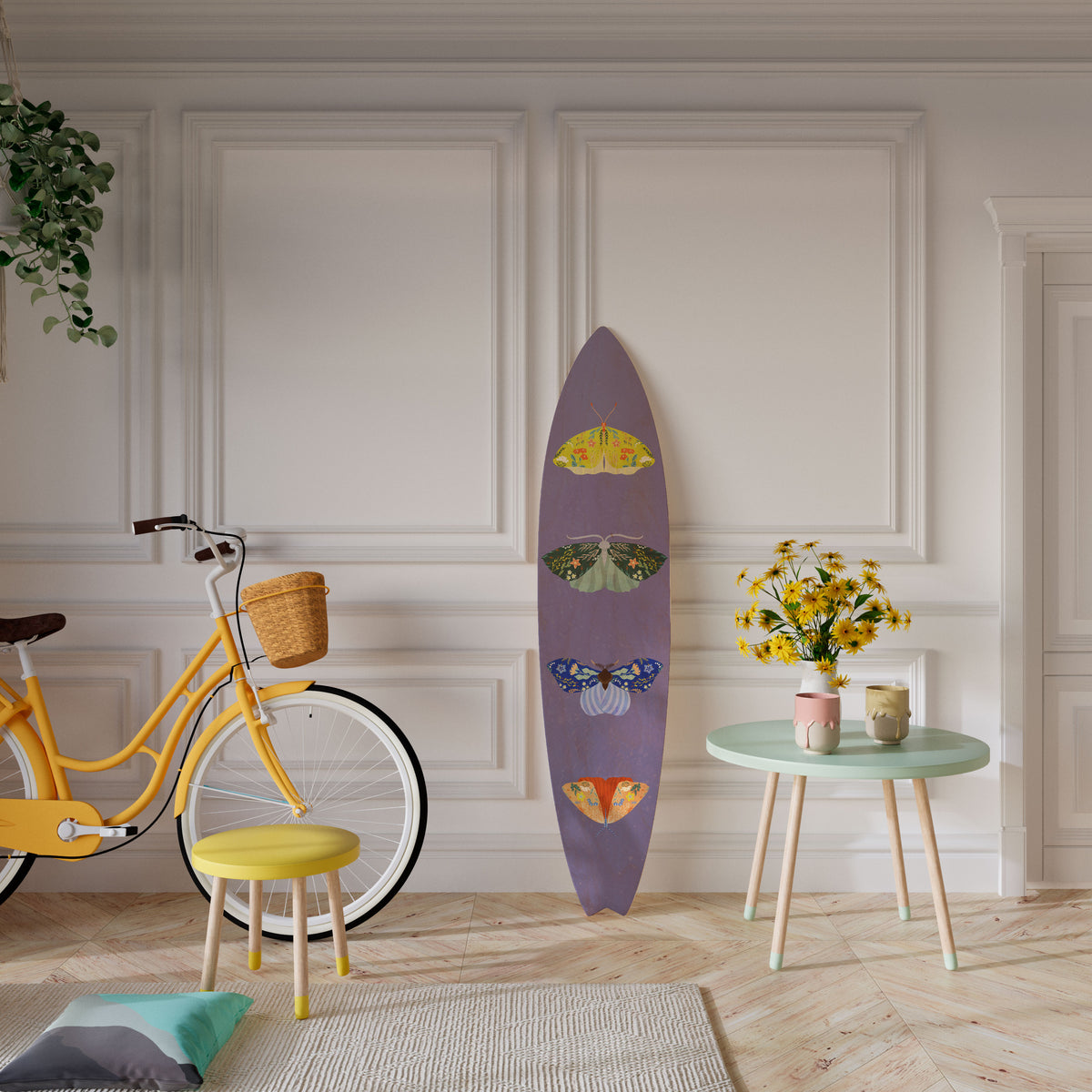 MOTH INTO THE FLAME Deko-Surfboard