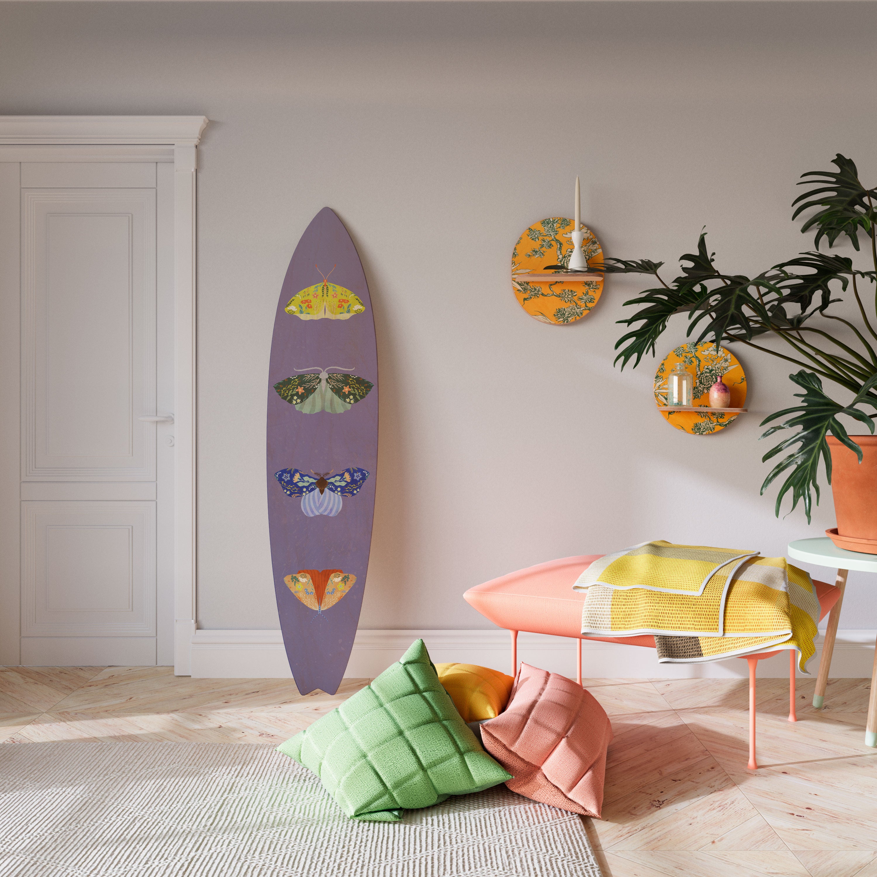 MOTH INTO THE FLAME Deko-Surfboard