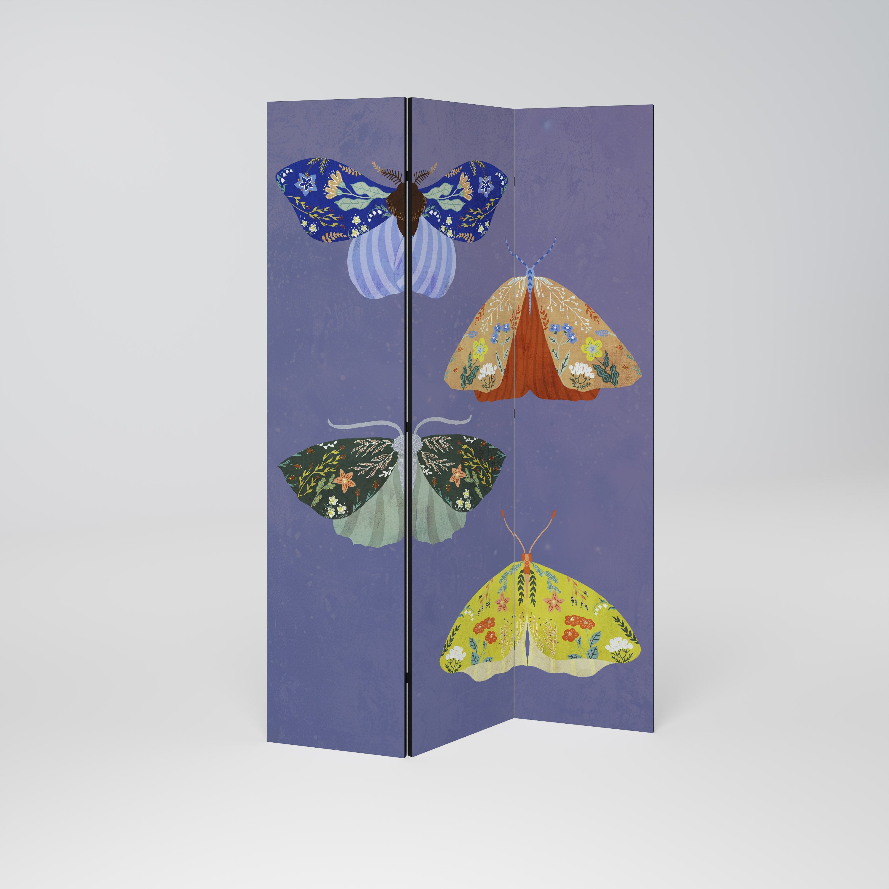 MOTH INTO THE FLAME Dekorativer 3-teiliger Raumteiler