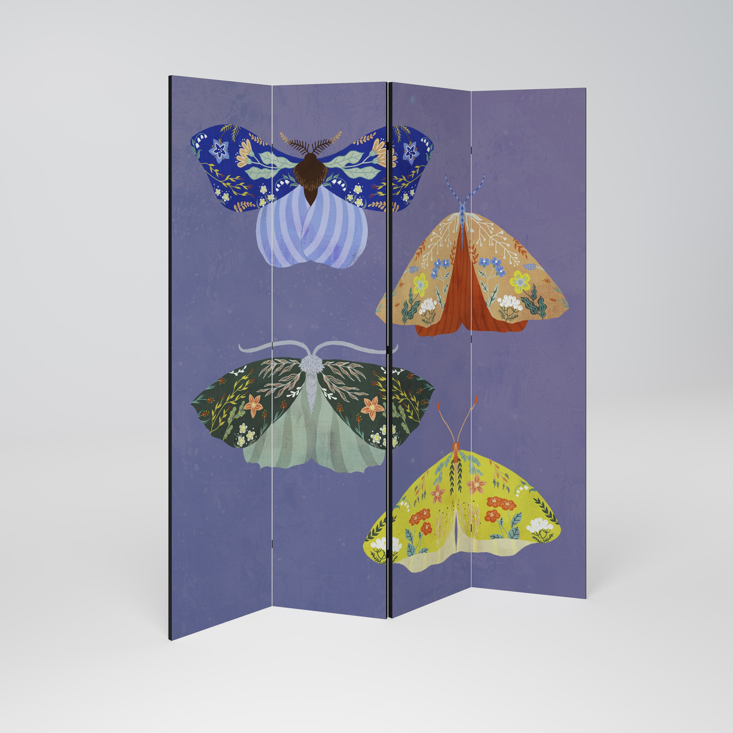 MOTH INTO THE FLAME 4-Panel Room Divider