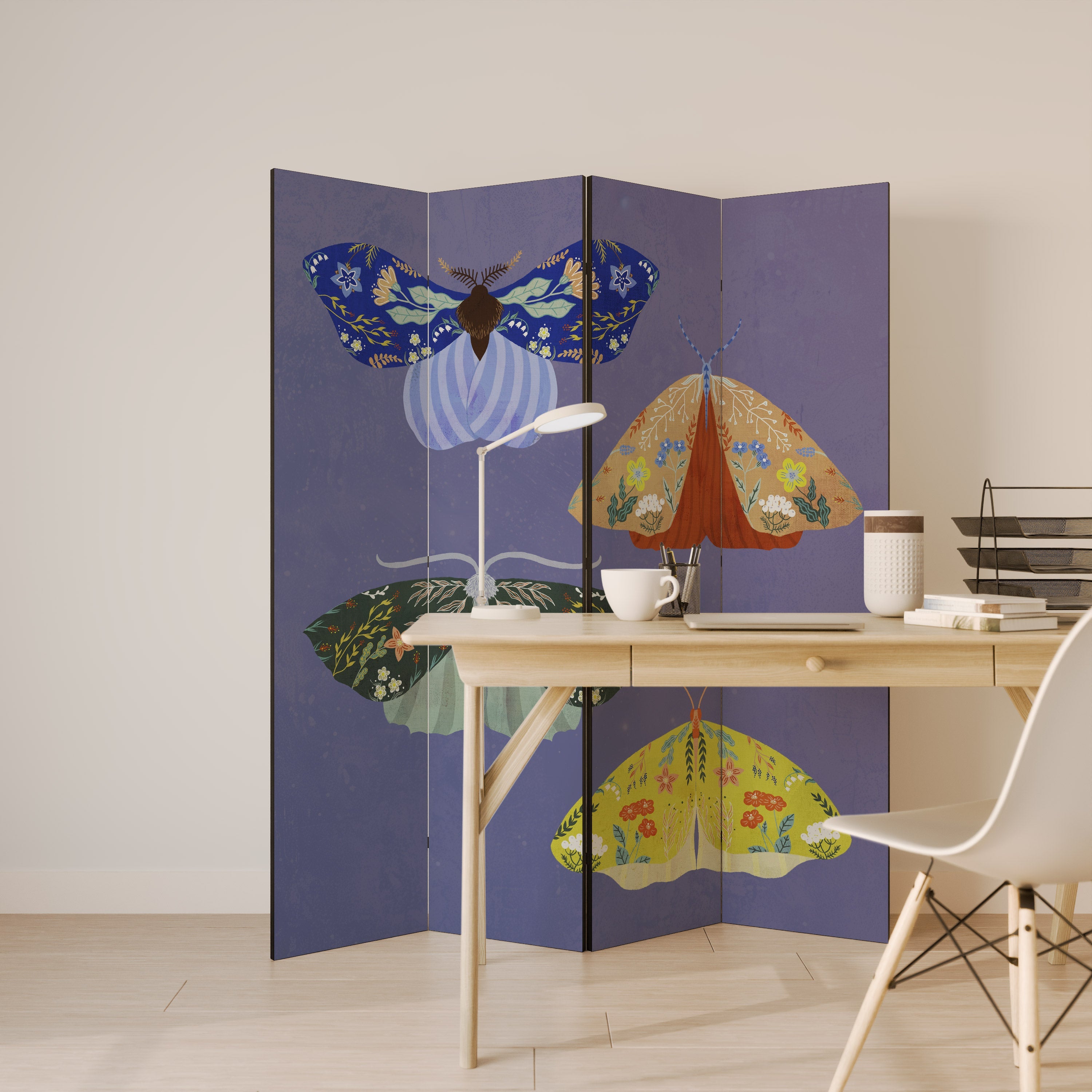 MOTH INTO THE FLAME Dekorativer 4-teiliger Raumteiler