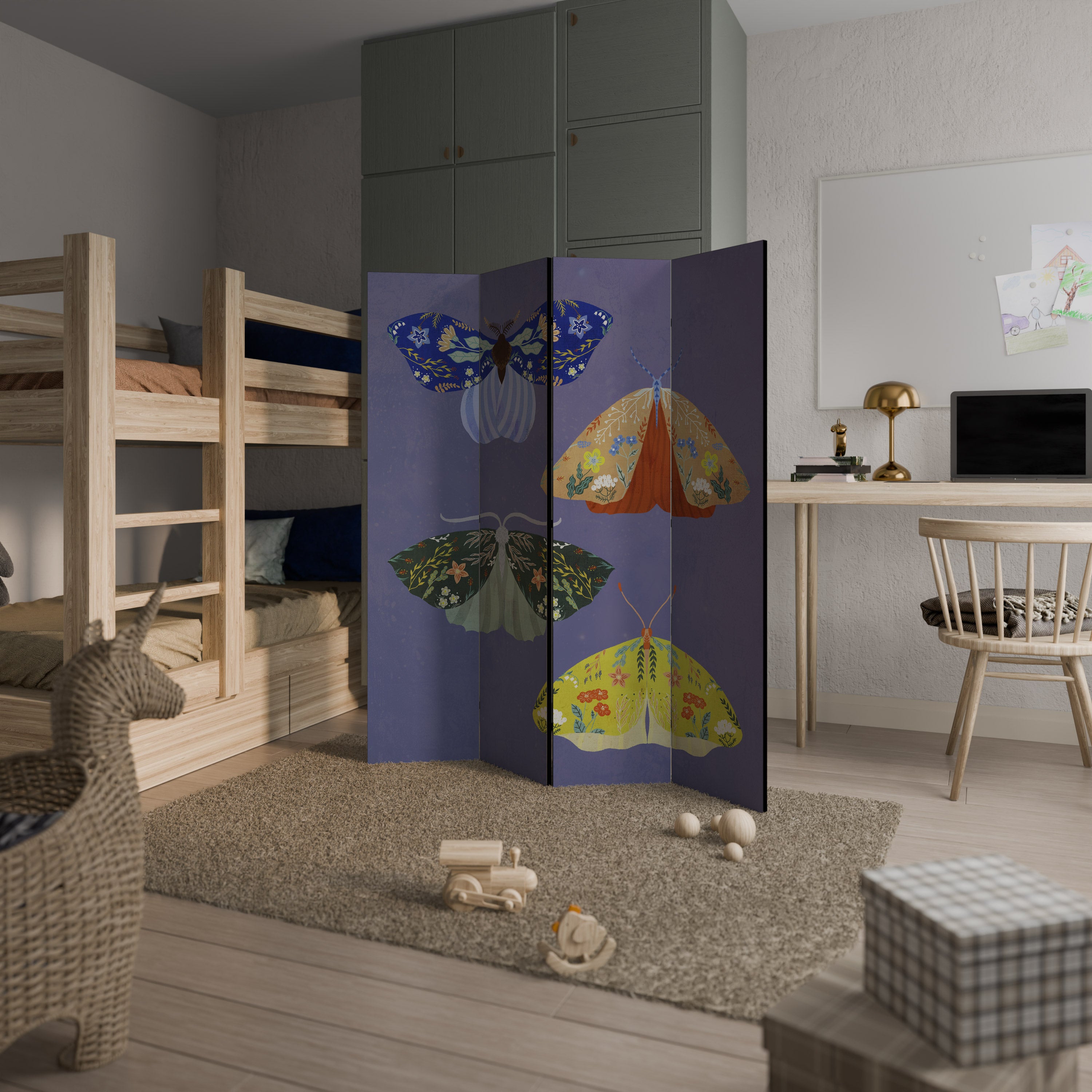 MOTH INTO THE FLAME 4-Panel Room Divider