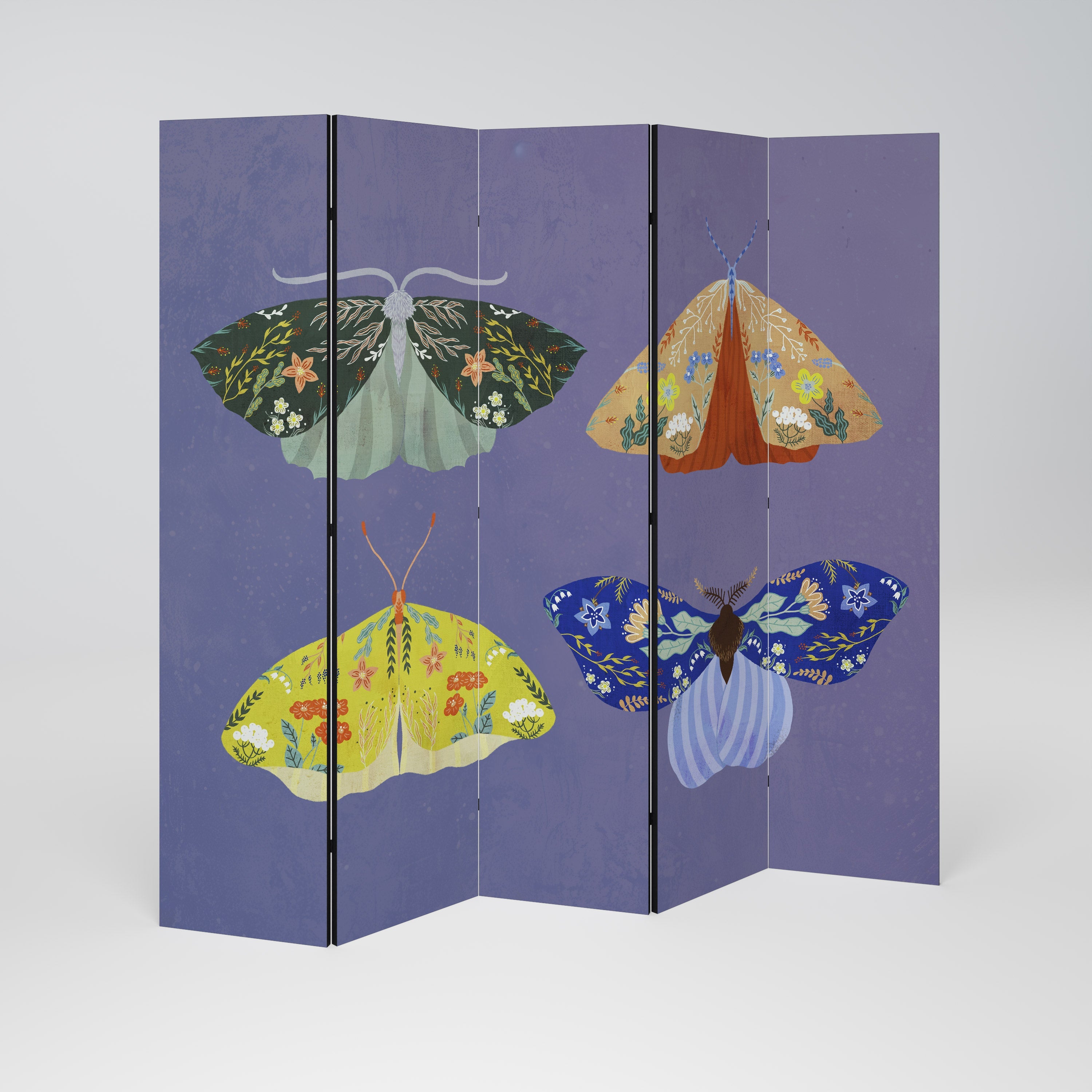 MOTH INTO THE FLAME Dekorativer 5-teiliger Raumteiler