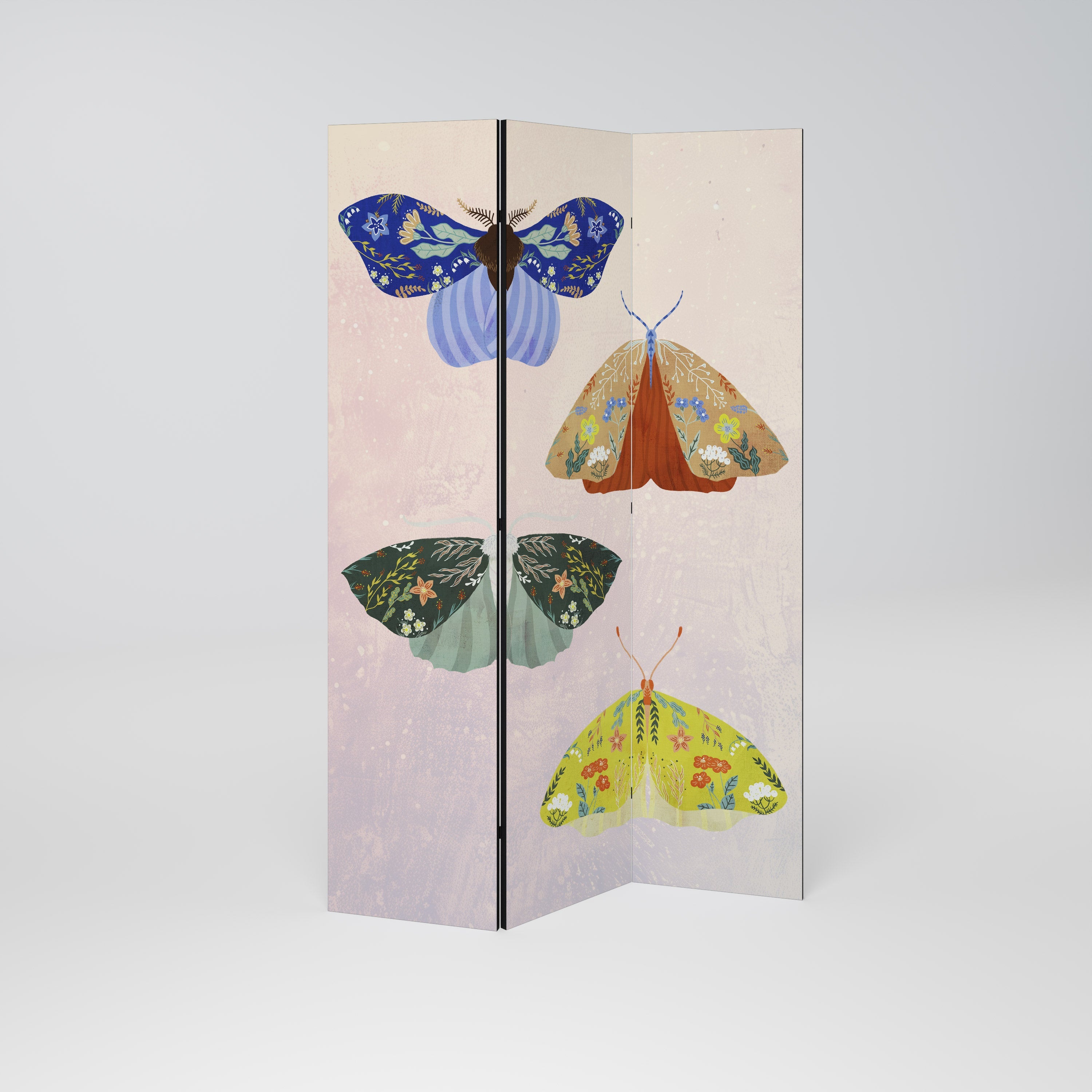 MOTH INTO THE LIGHT Dekorativer 3-teiliger Raumteiler
