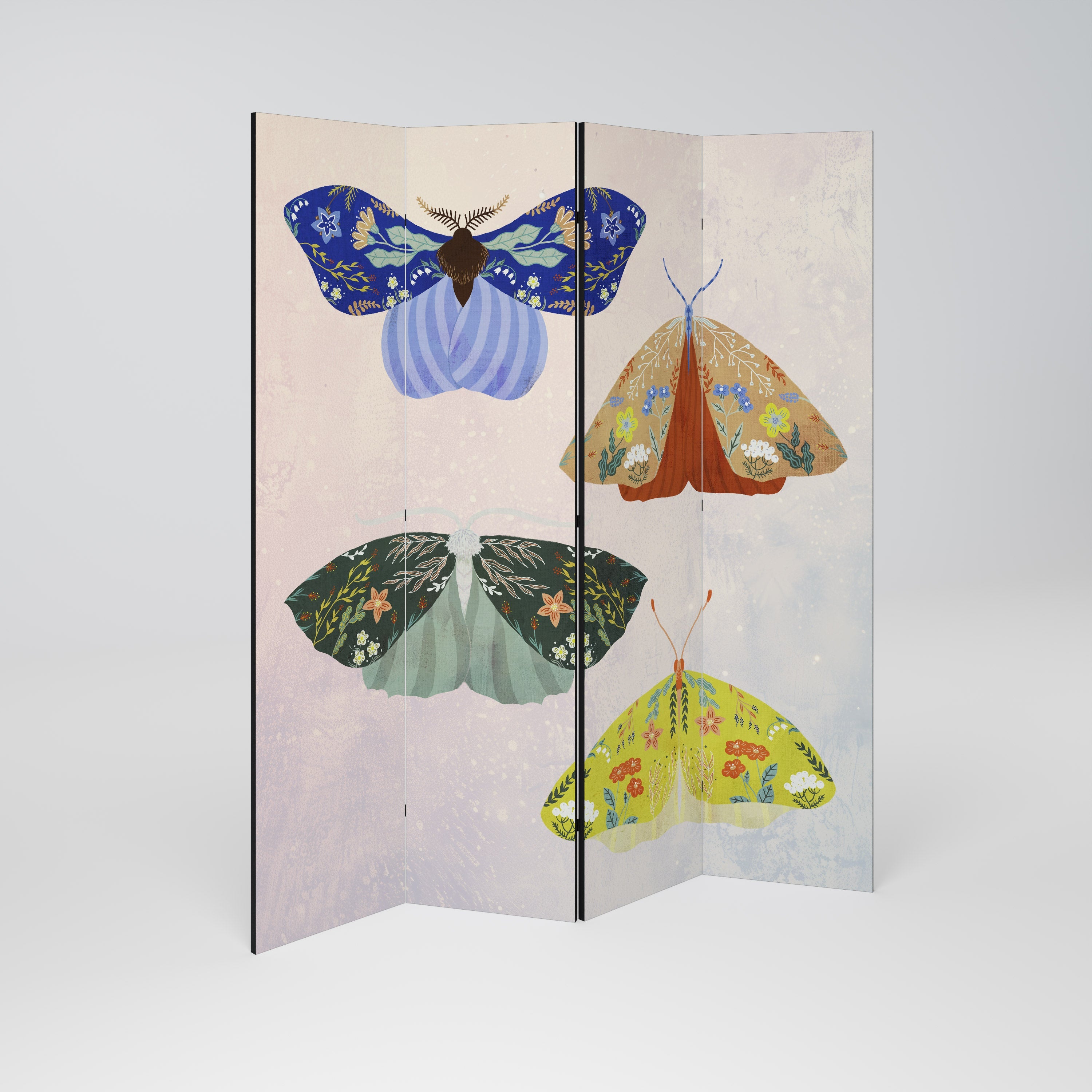MOTH INTO THE LIGHT Dekorativer 4-teiliger Raumteiler
