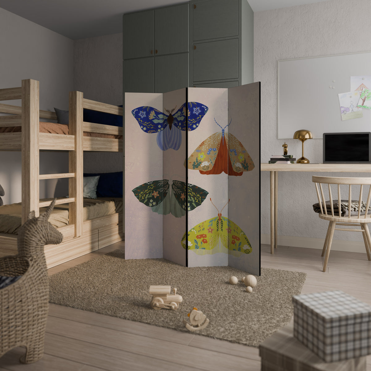 MOTH INTO THE LIGHT 4-teiliger Paravent