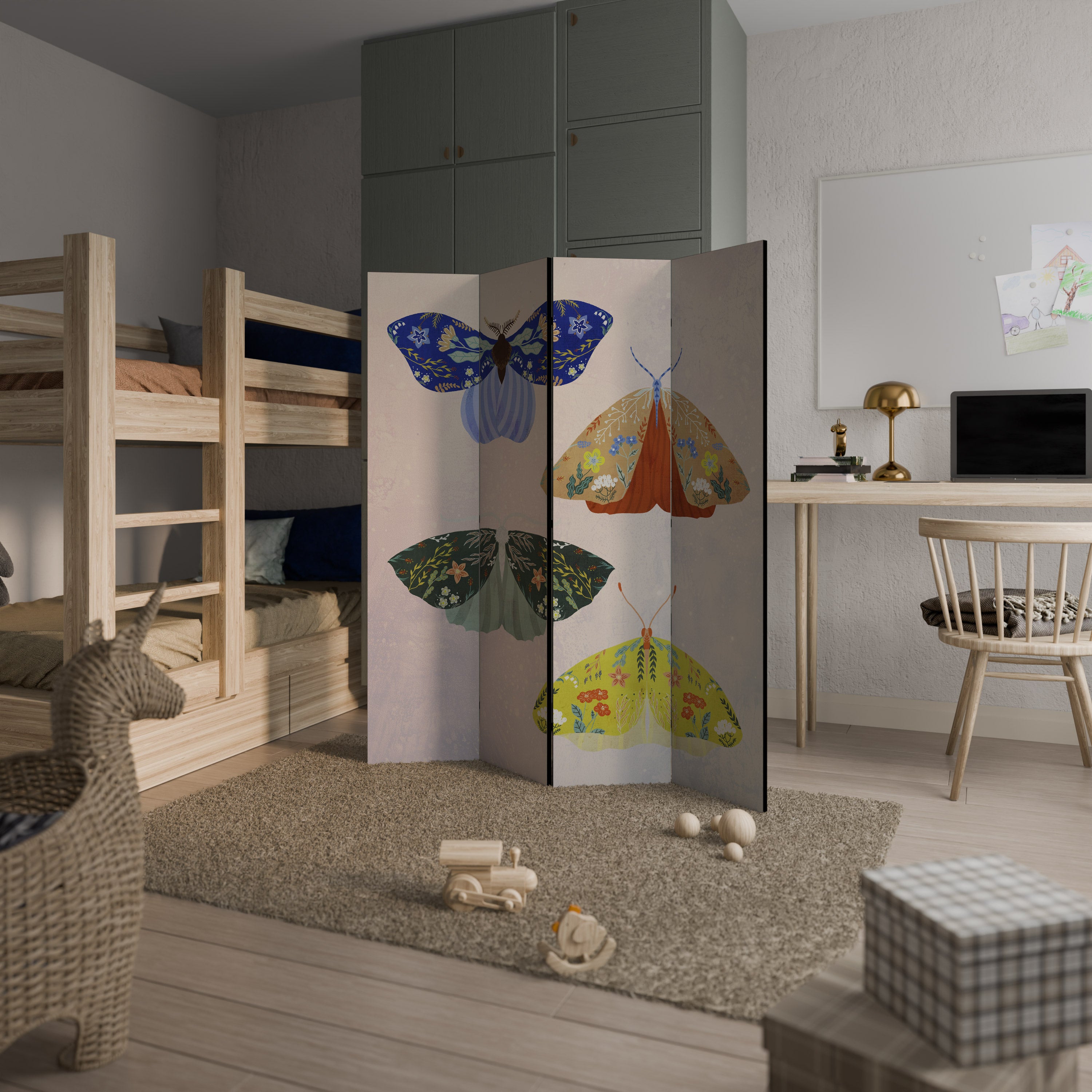 MOTH INTO THE LIGHT 4-Panel Room Divider