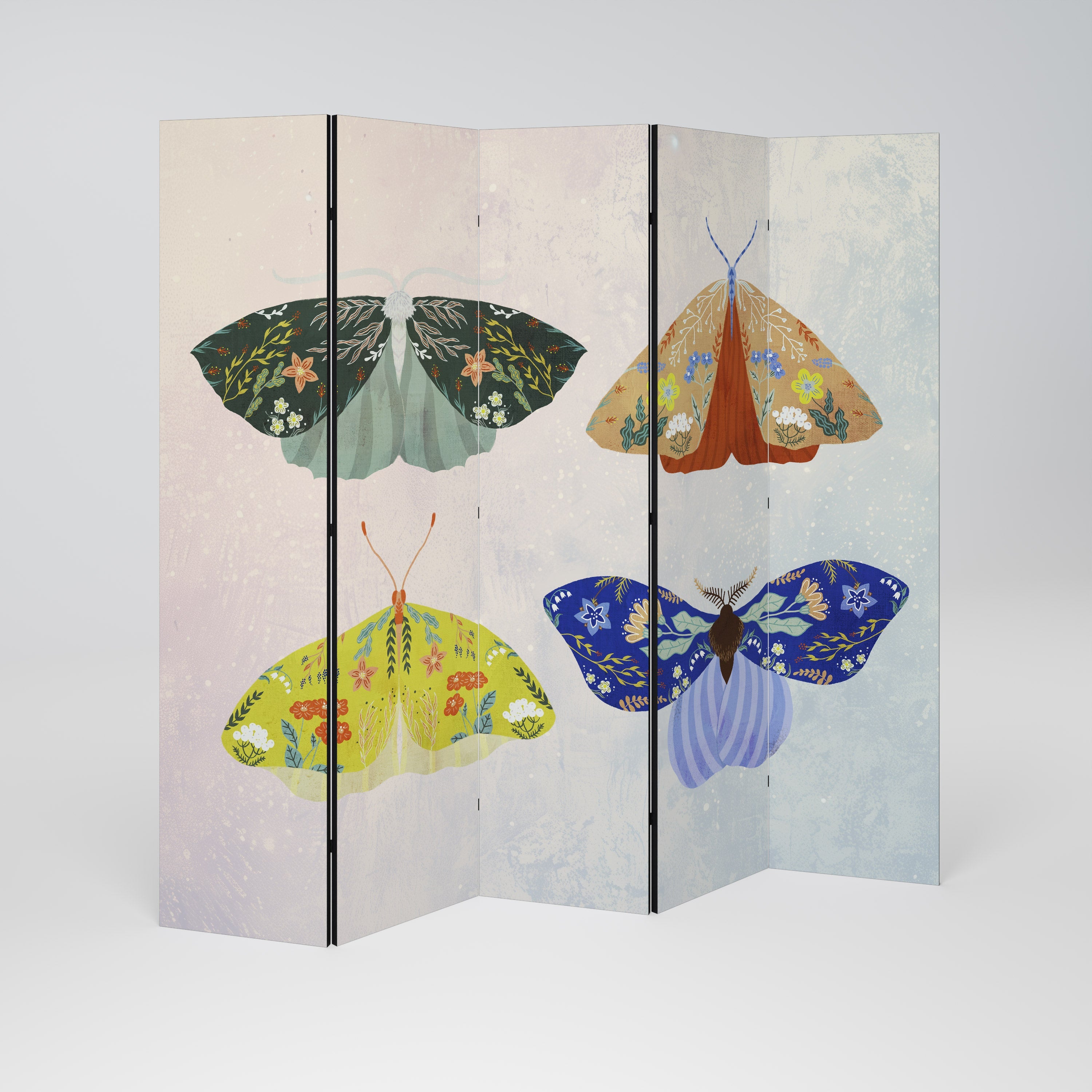 MOTH INTO THE LIGHT Dekorativer 5-teiliger Raumteiler