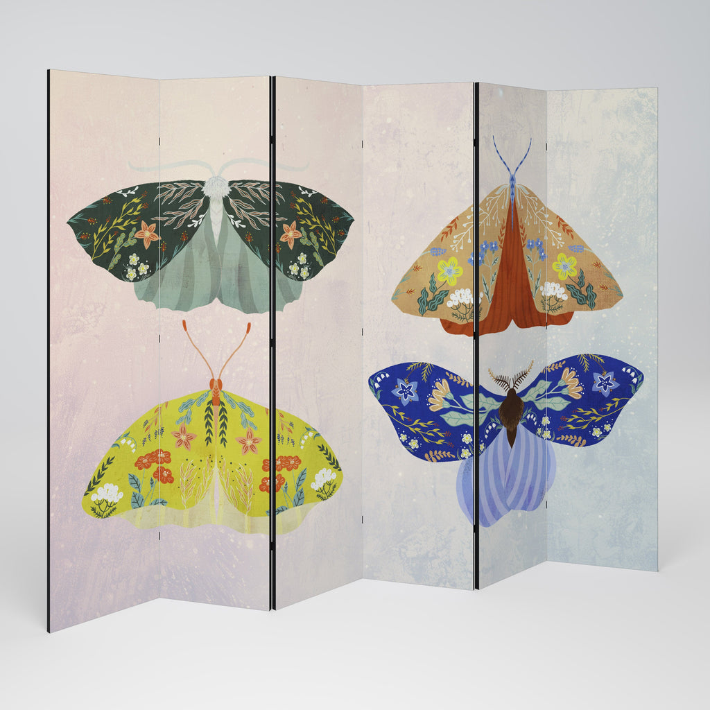 MOTH INTO THE LIGHT Dekorativer 6-teiliger Raumteiler
