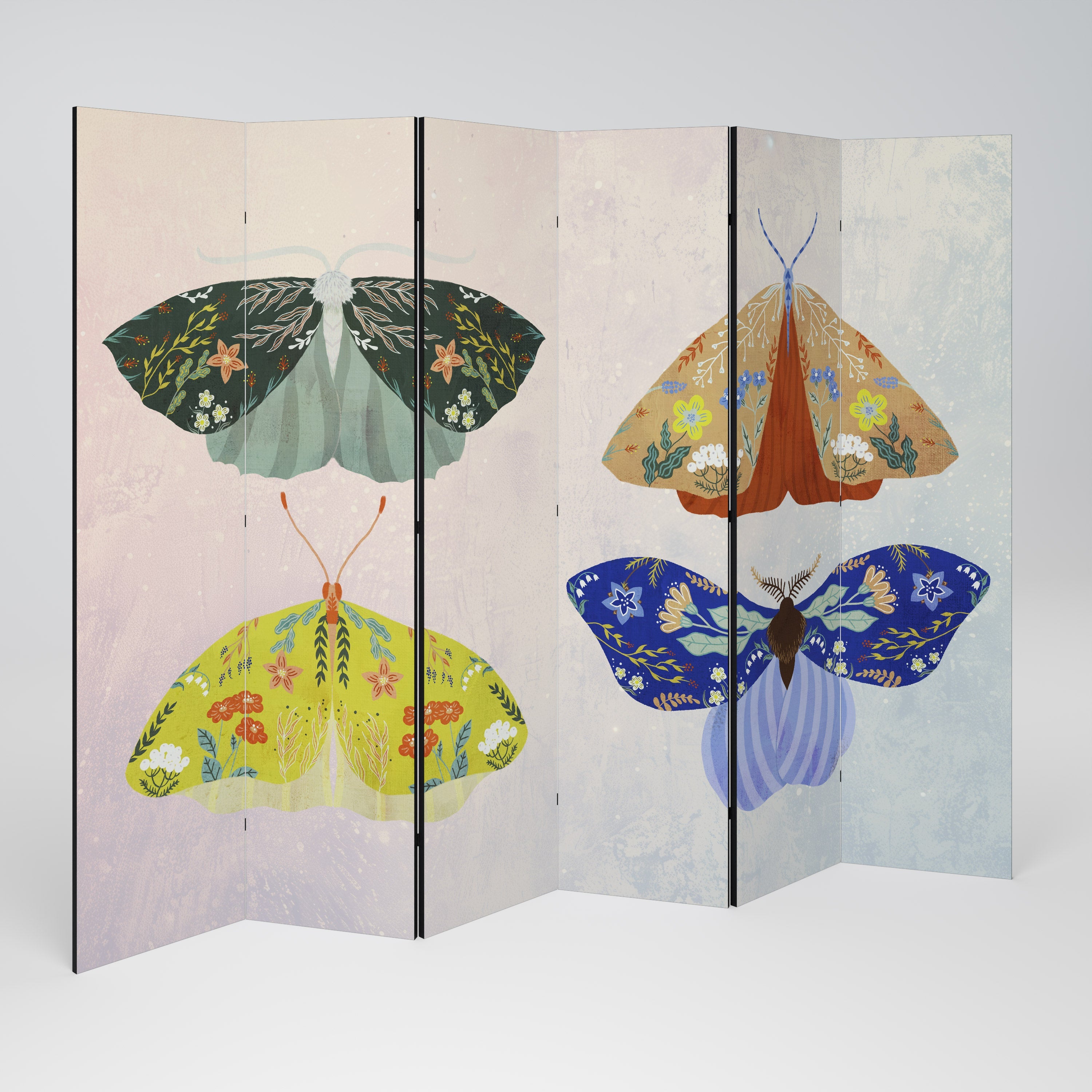MOTH INTO THE LIGHT Dekorativer 6-teiliger Raumteiler