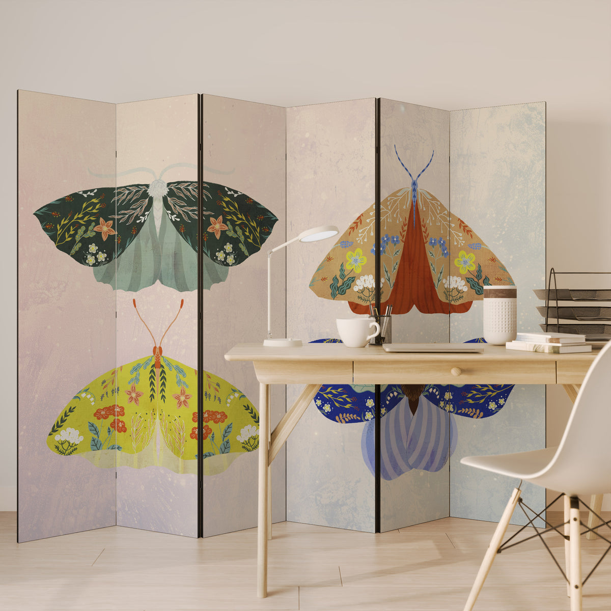 MOTH INTO THE LIGHT 6-teiliger Paravent