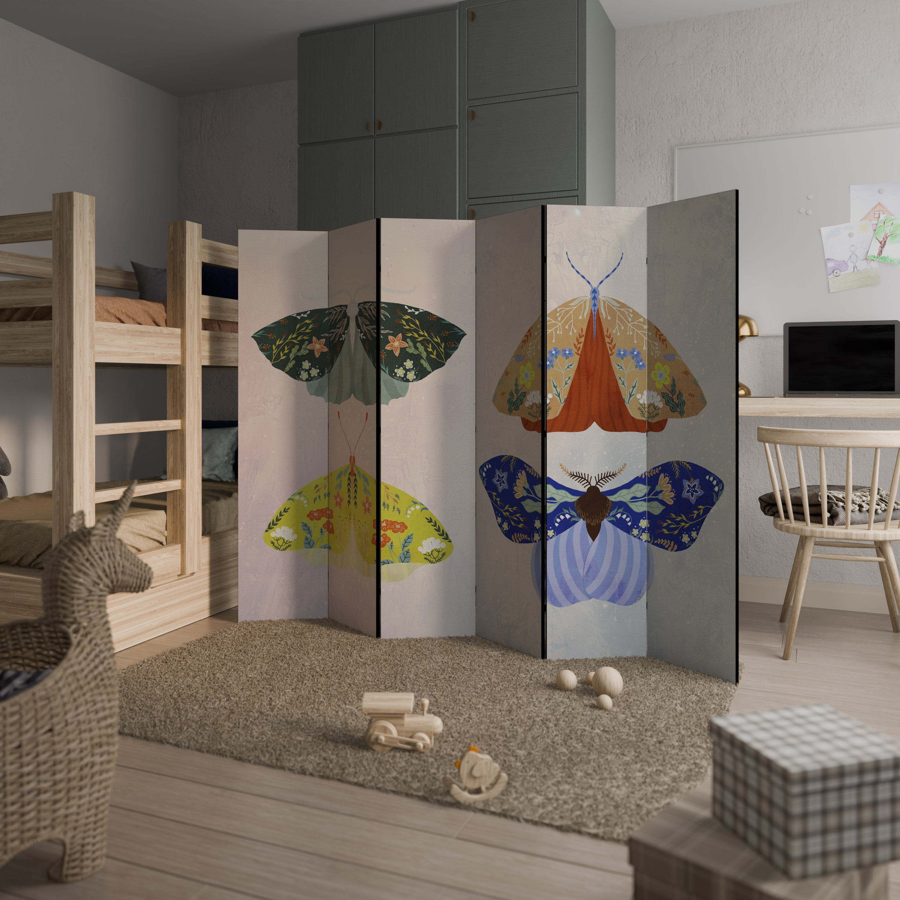 MOTH INTO THE LIGHT Dekorativer 6-teiliger Raumteiler