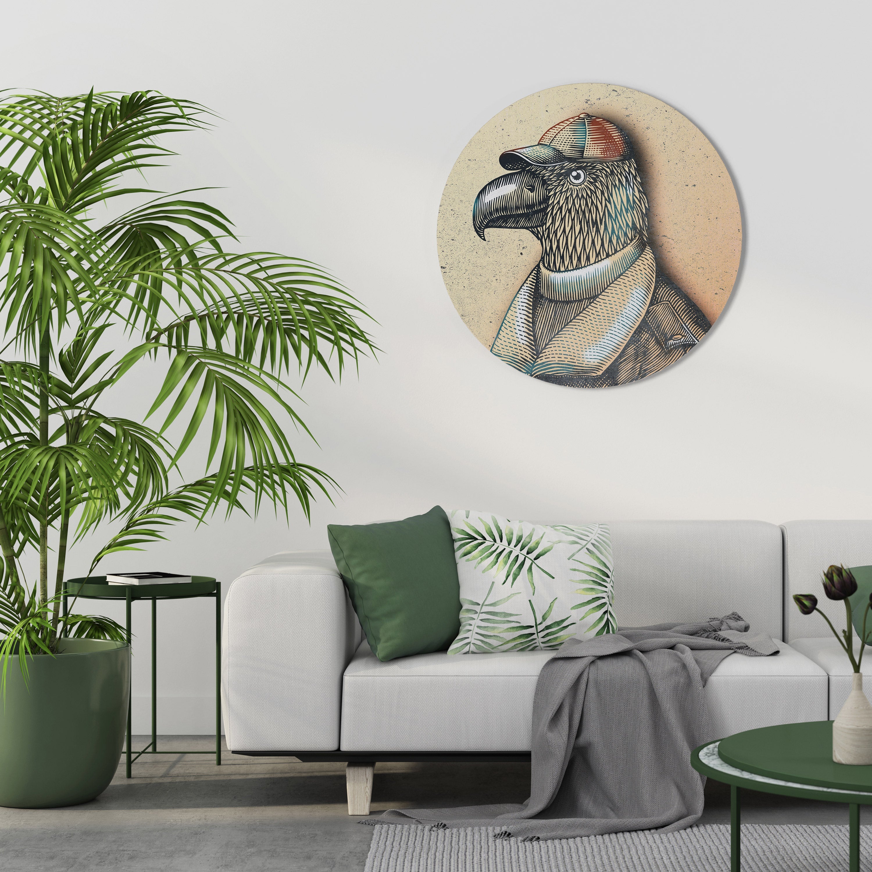 Runde Wandkunst mit Federn, Fashionista