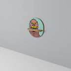 GODZILLA WELCOME Ovales Kunstregal in Eiche-Optik