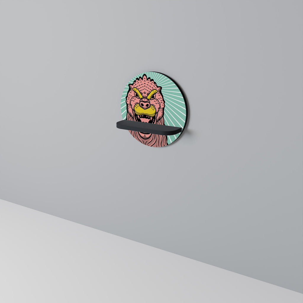 GODZILLA WELCOME Rundes Kunstregal in Schwarz