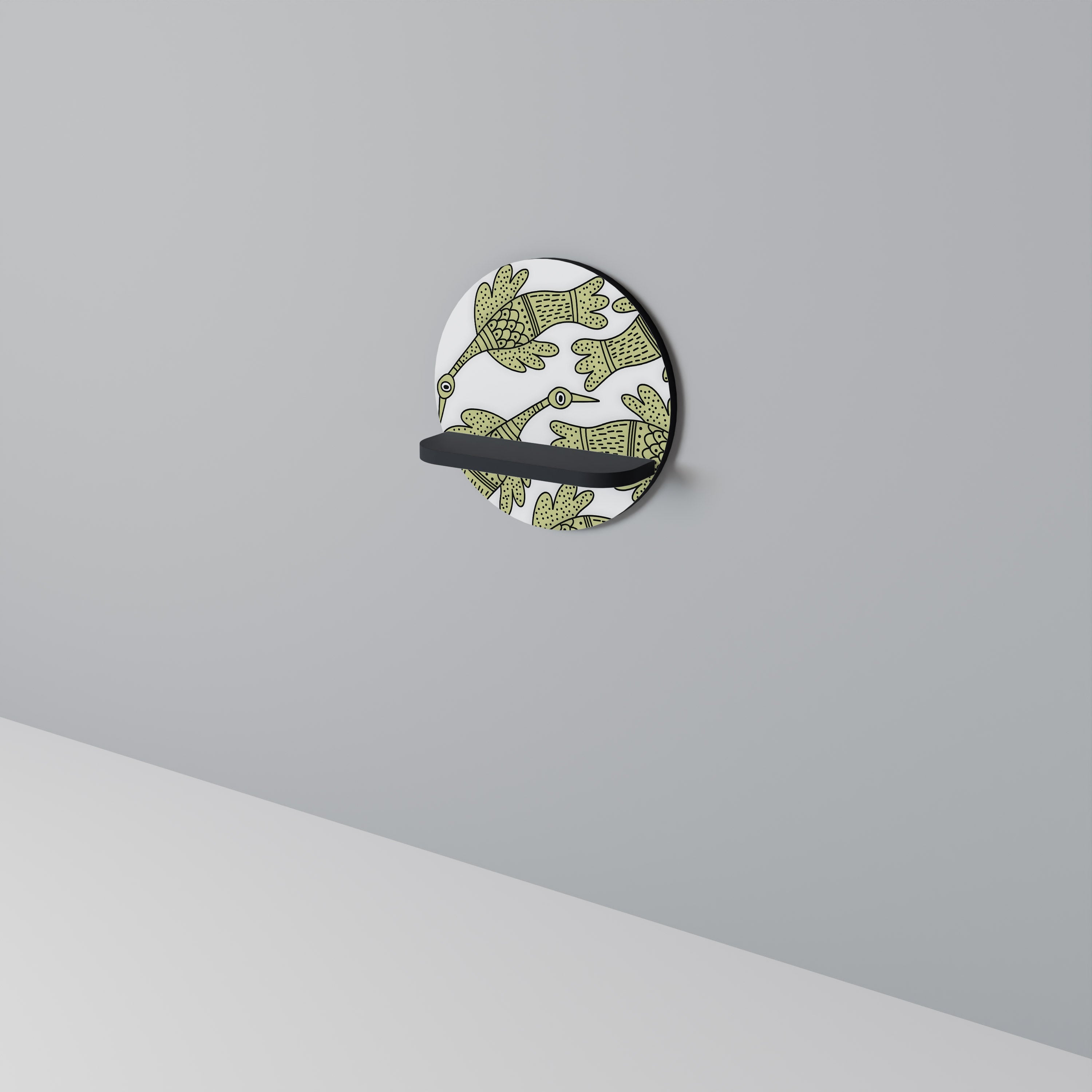 SEEDLING SONGBIRD Rundes Kunstregal in Schwarz