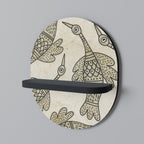 ALMONDINE SONGBIRD Oval Art Shelf In Black Finish