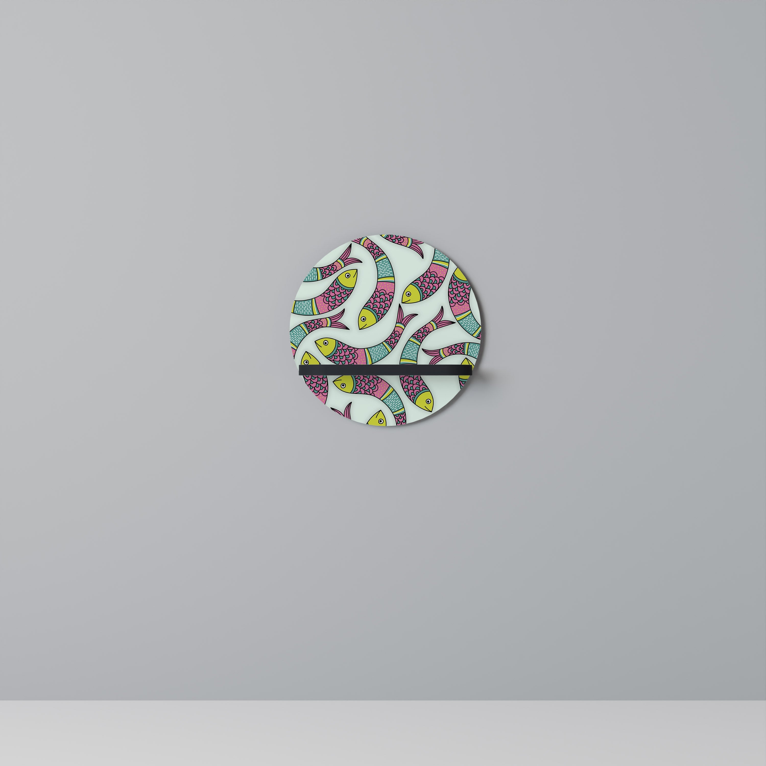 INDIAN FISH Rundes Kunstregal in Schwarz