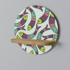 INDIAN FISH Rundes Kunstregal in Eiche-Optik