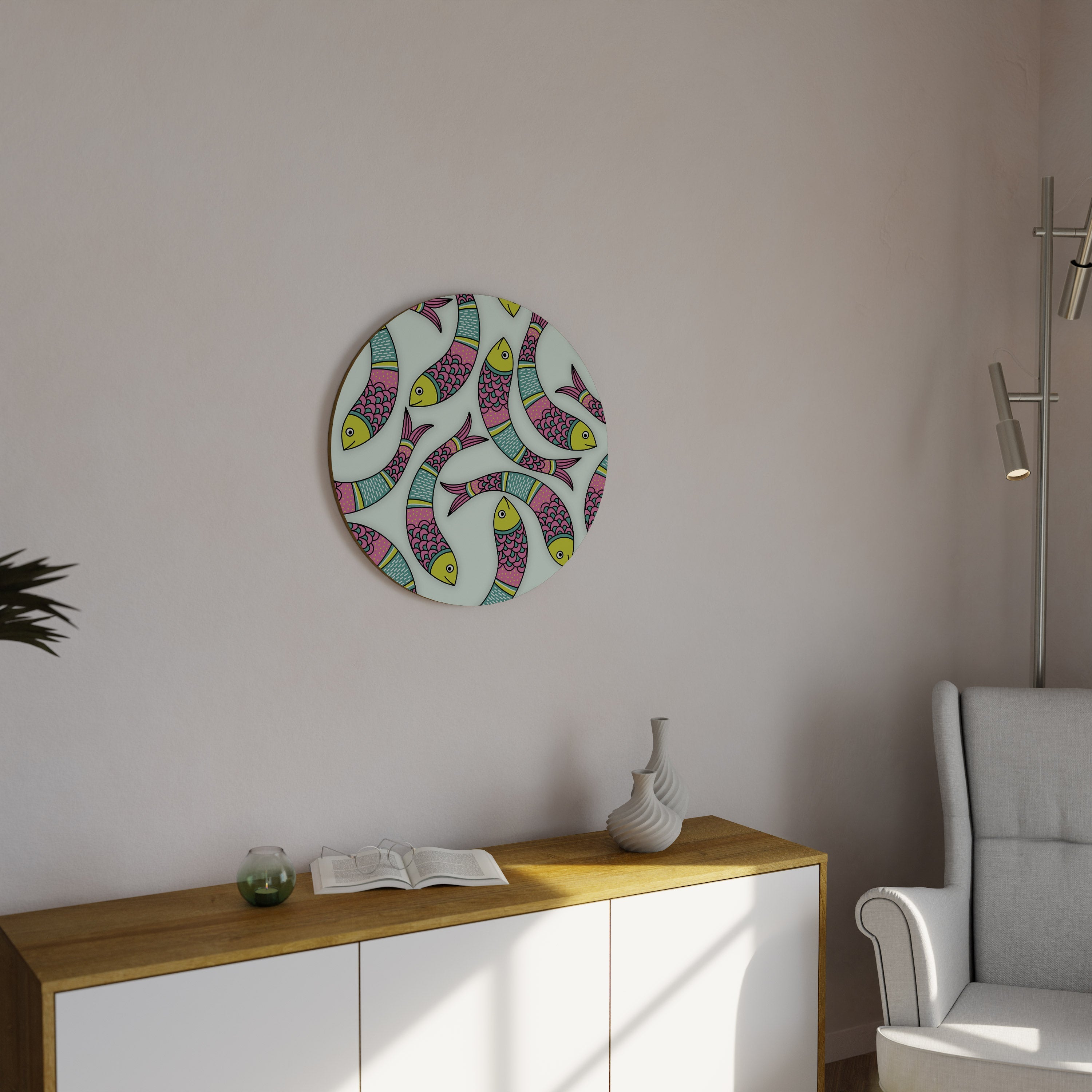 INDIAN FISH Runde Wandkunst