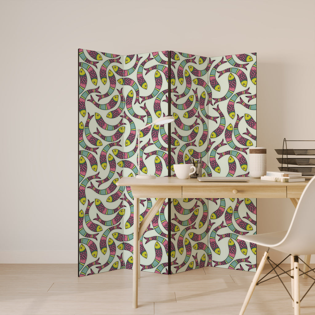 INDIAN FISH 4-teiliger Paravent