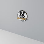 BORDER COLLIE Round Art Shelf In Oak Effect