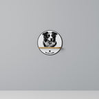 BORDER COLLIE Round Art Shelf In Oak Effect