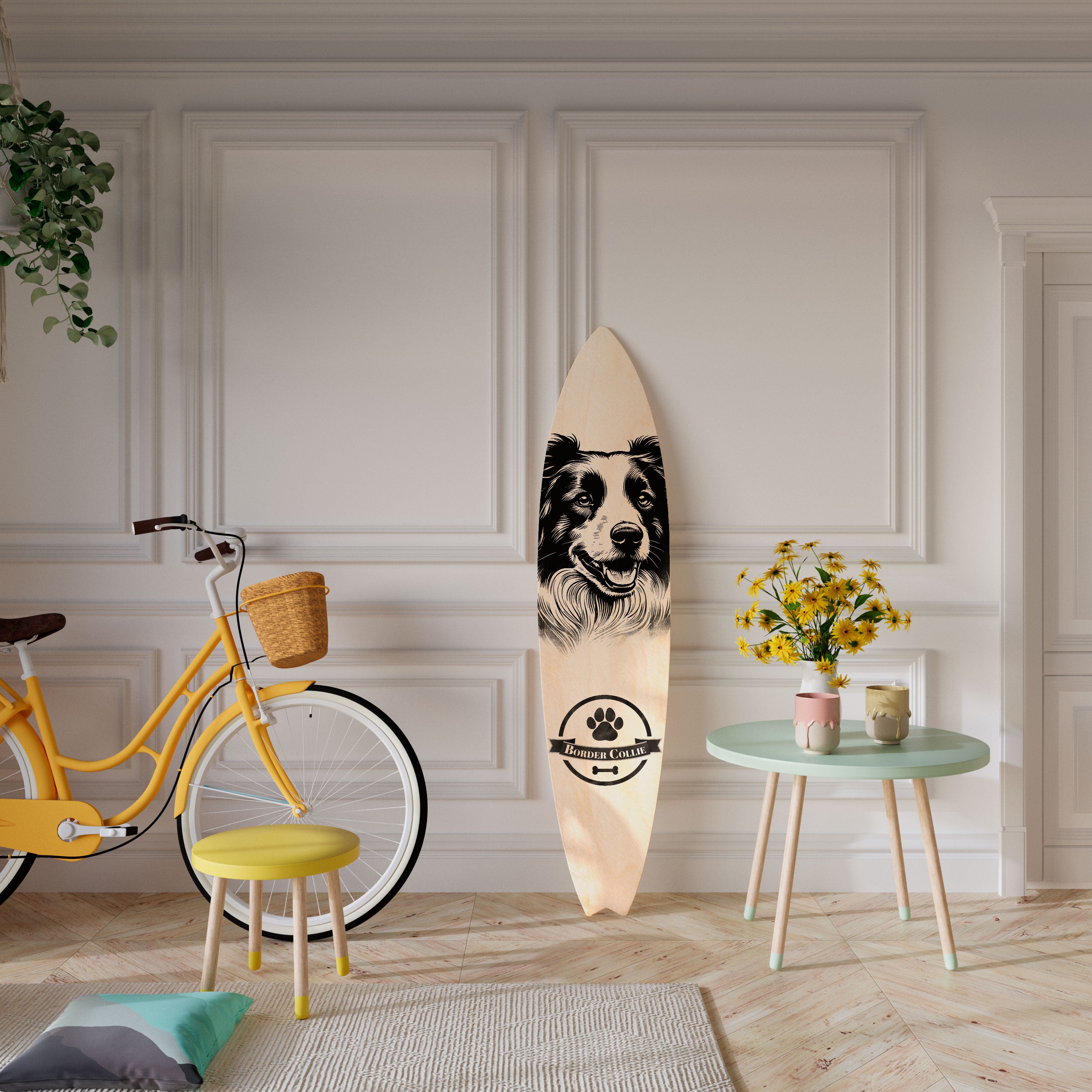 BORDER COLLIE Deko-Surfboard