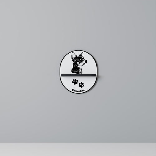 CHIHUAHUA DOG Ovales Kunstregal in Schwarz