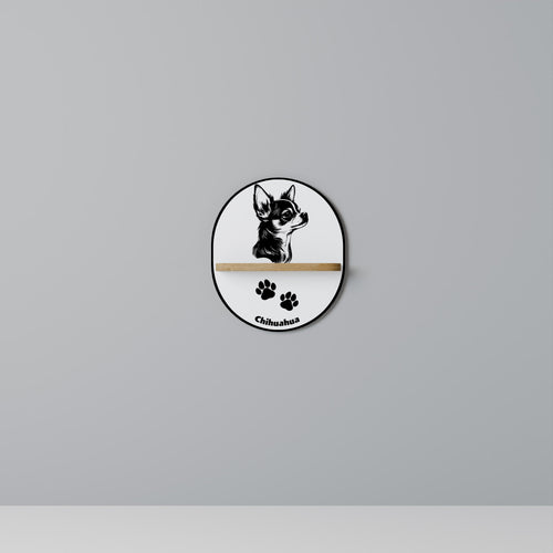 CHIHUAHUA DOG Ovales Kunstregal in Eiche-Optik