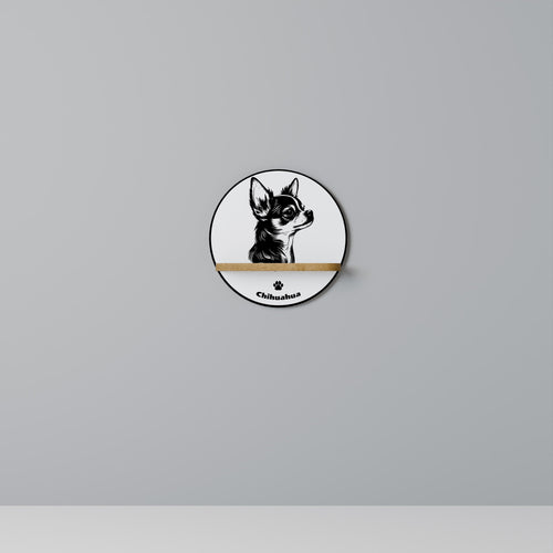 CHIHUAHUA DOG Rundes Kunstregal in Eiche-Optik