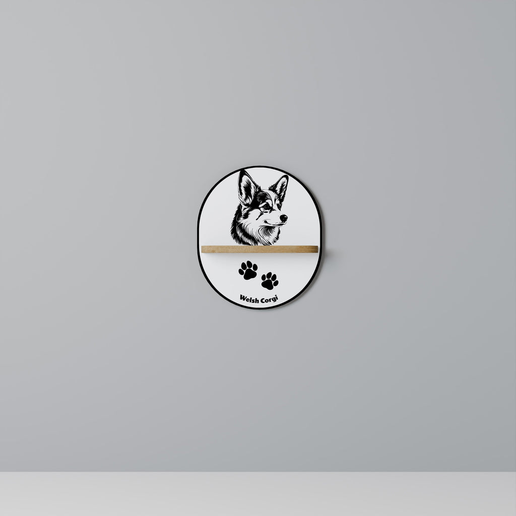 Ovales Kunstregal „WELSH CORGI PEMBROKE“ in Eichenoptik