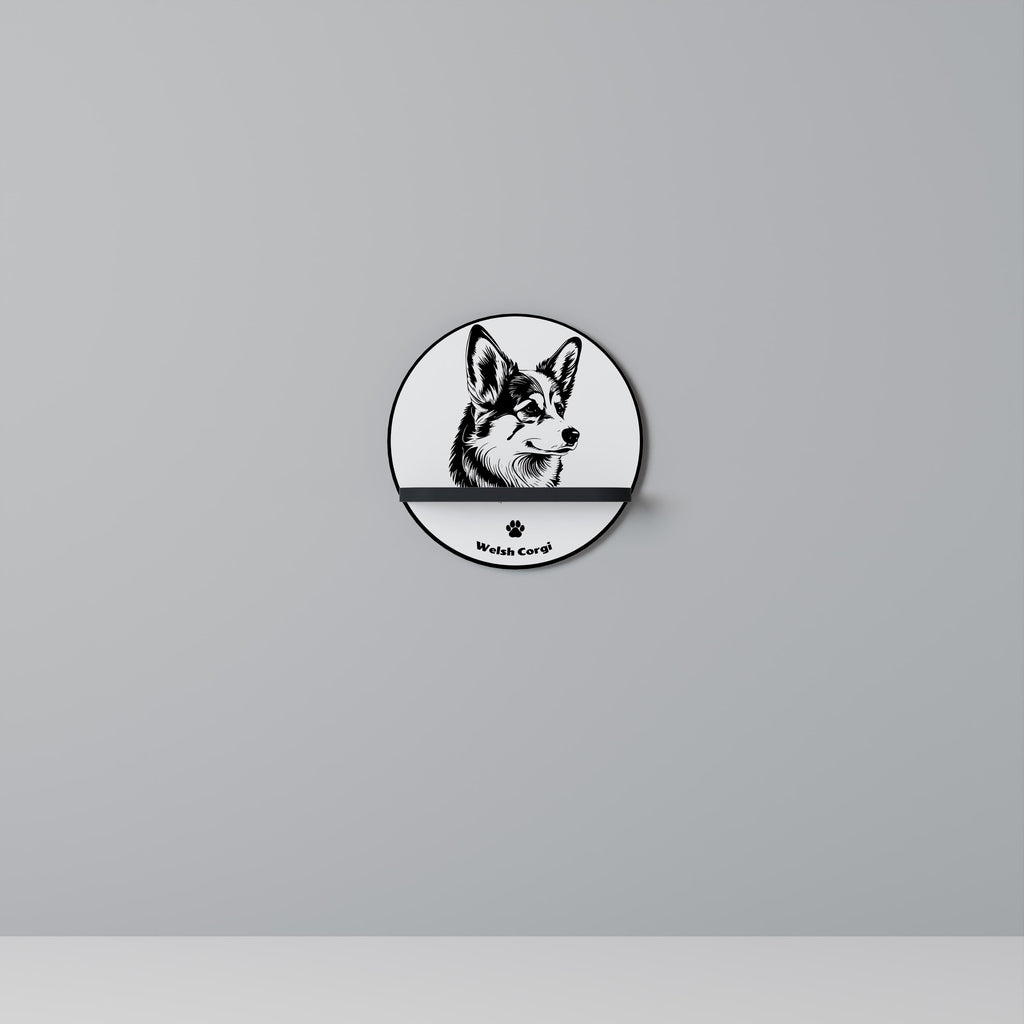 WELSH CORGI PEMBROKE Rundes Kunstregal in Schwarz