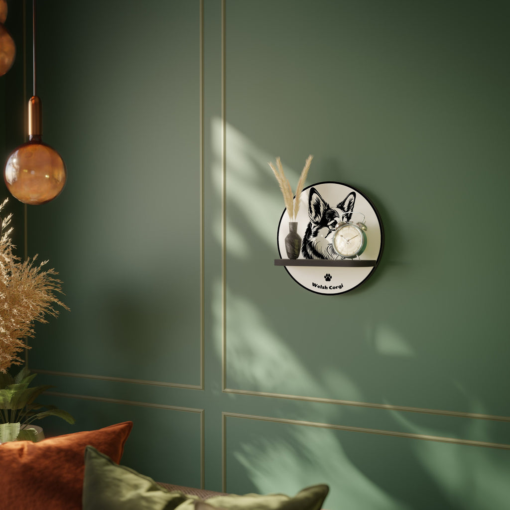 WELSH CORGI PEMBROKE Rundes Kunstregal in Schwarz