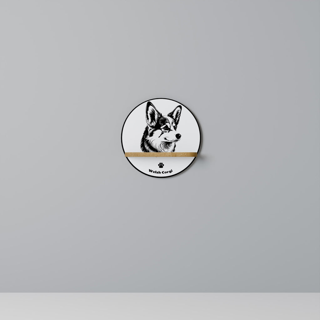 WELSH CORGI PEMBROKE, rundes Kunstregal in Eichenoptik