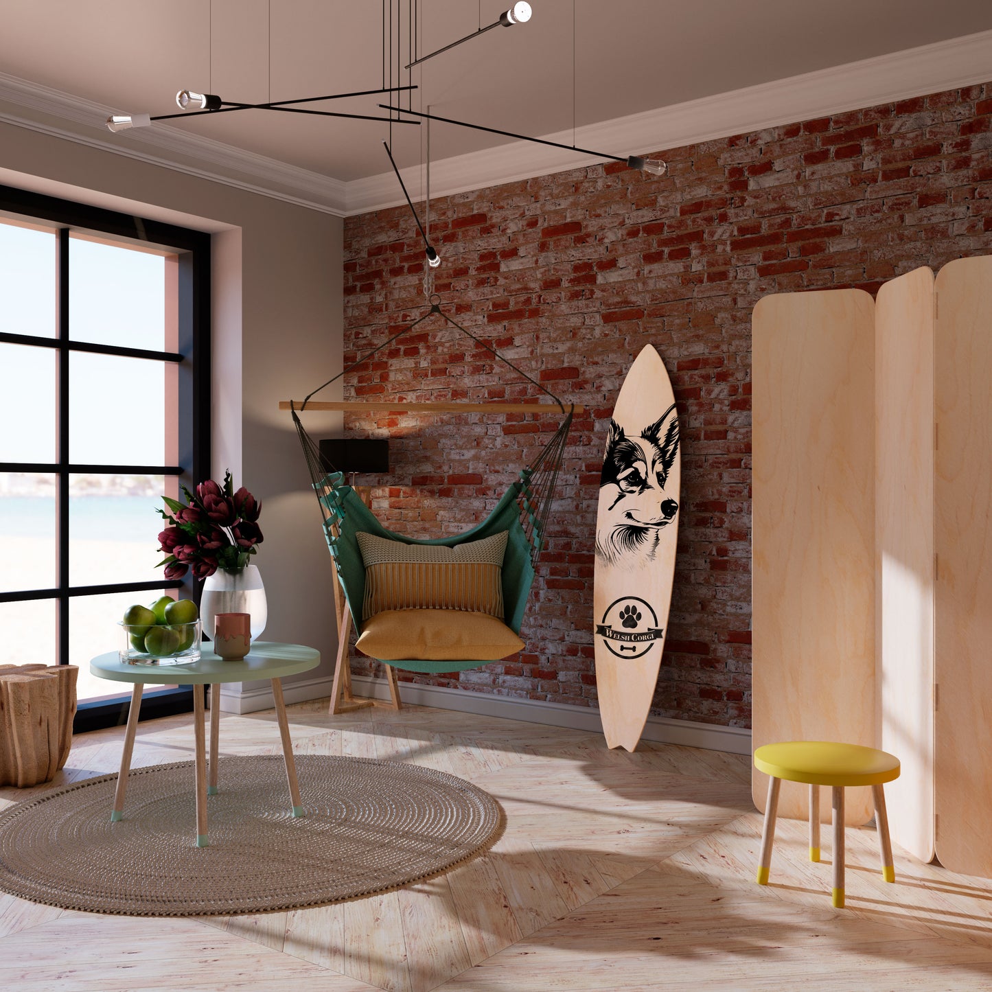 WELSH CORGI PEMBROKE Deko-Surfboard