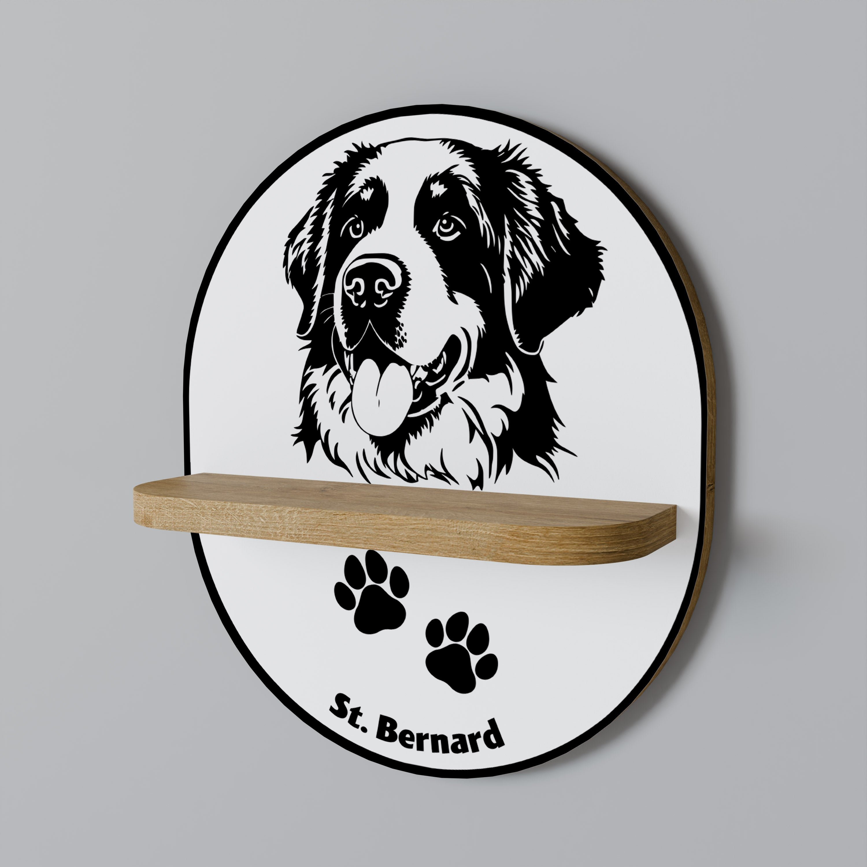 SAINT BERNARD Ovales Kunstregal in Eichenoptik