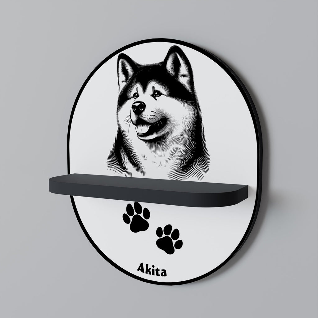 Ovales Kunstregal „AKITA DOG“ in Schwarz
