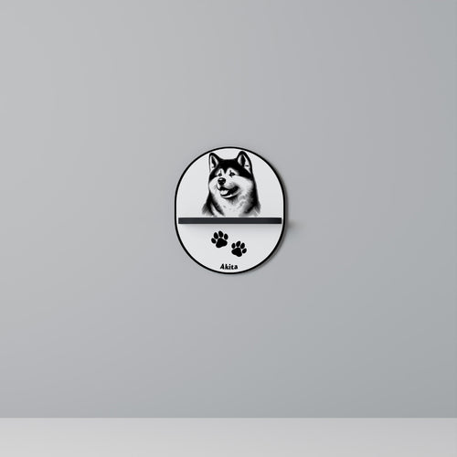 AKITA DOG Ovales Kunstregal in Schwarz