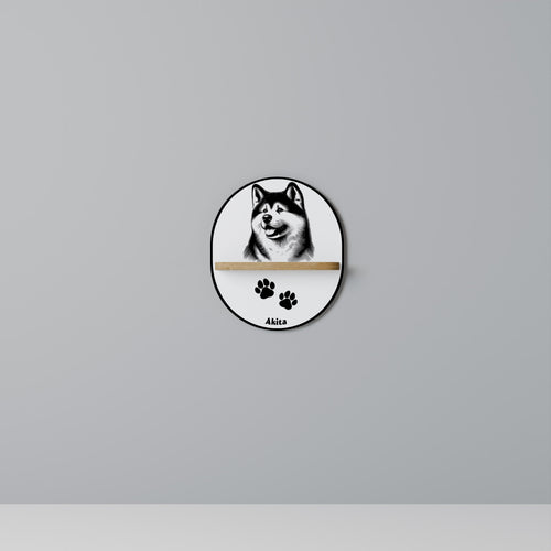 AKITA DOG Ovales Kunstregal in Eiche-Optik
