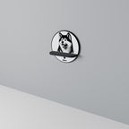 AKITA DOG Rundes Kunstregal in Schwarz