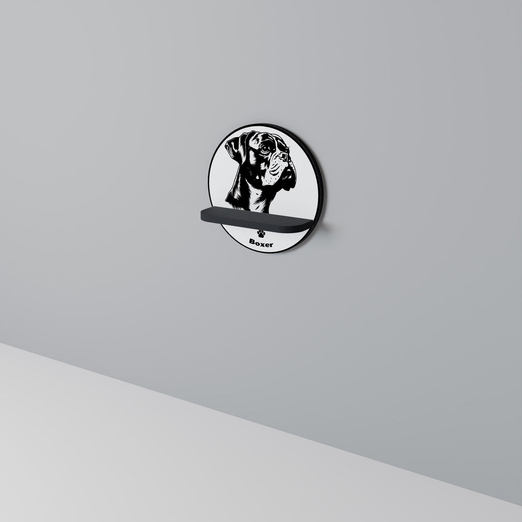 BOXER DOG Rundes Kunstregal in Schwarz