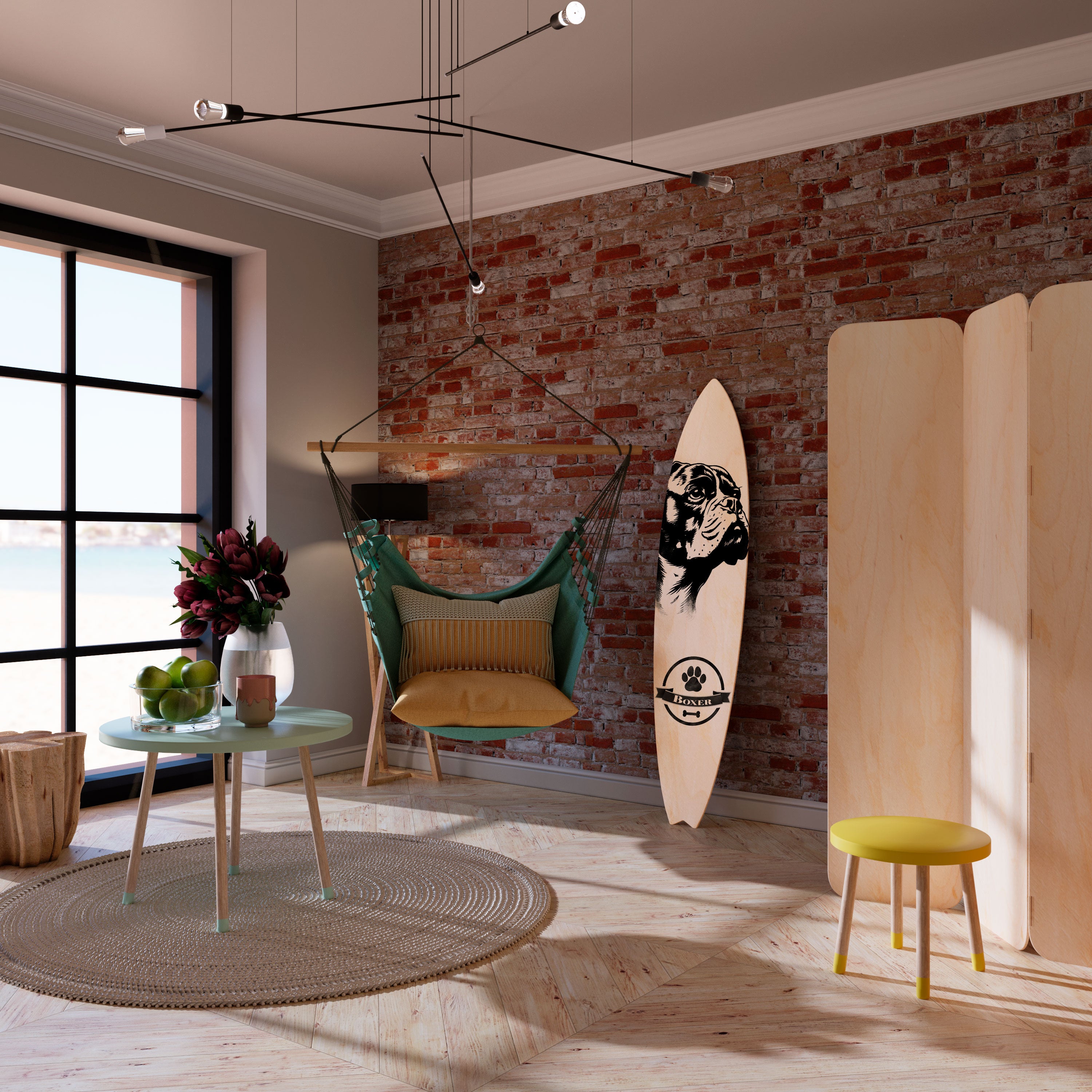 BOXER DOG Deko-Surfboard
