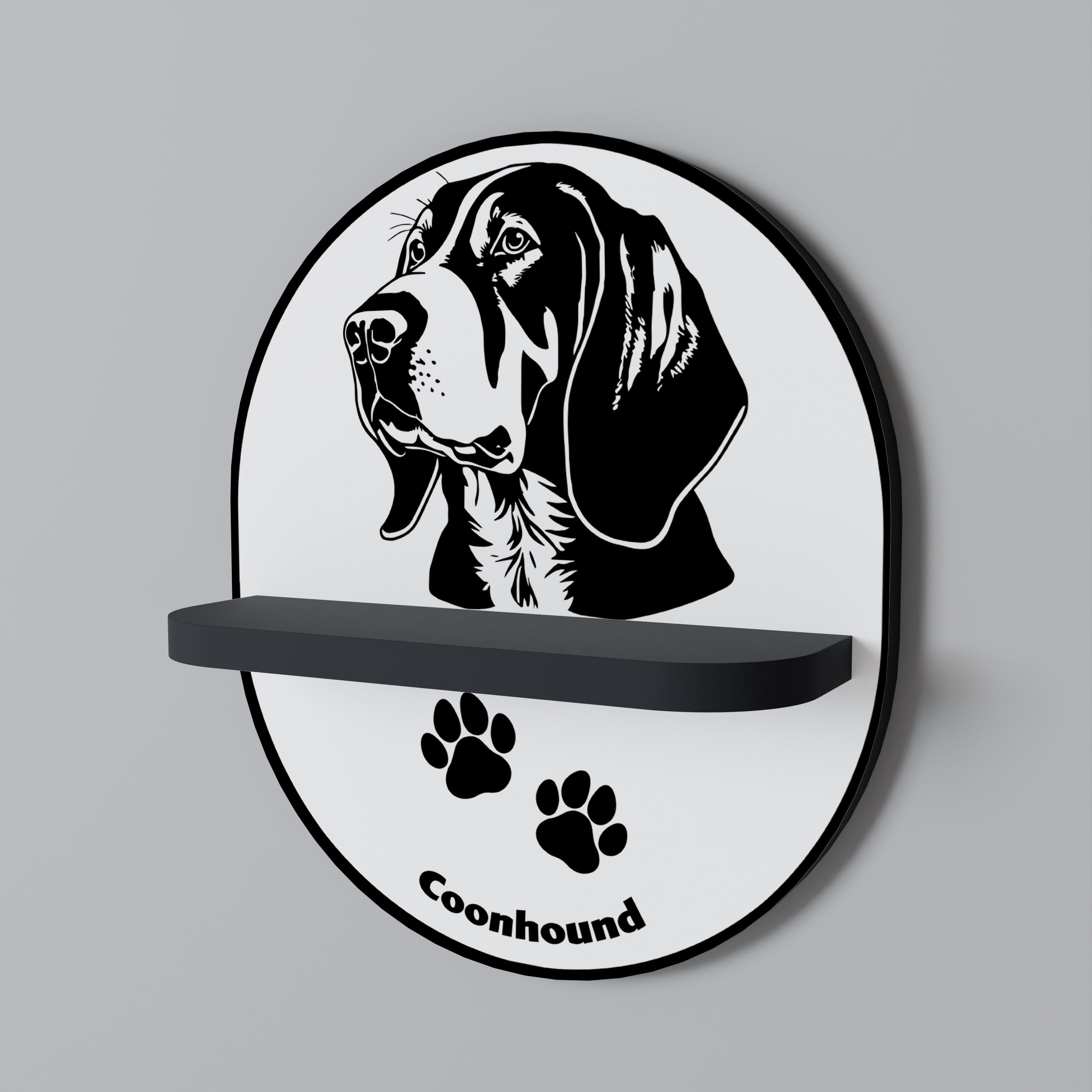 COONHOUND DOG Ovales Kunstregal in schwarzer Ausführung